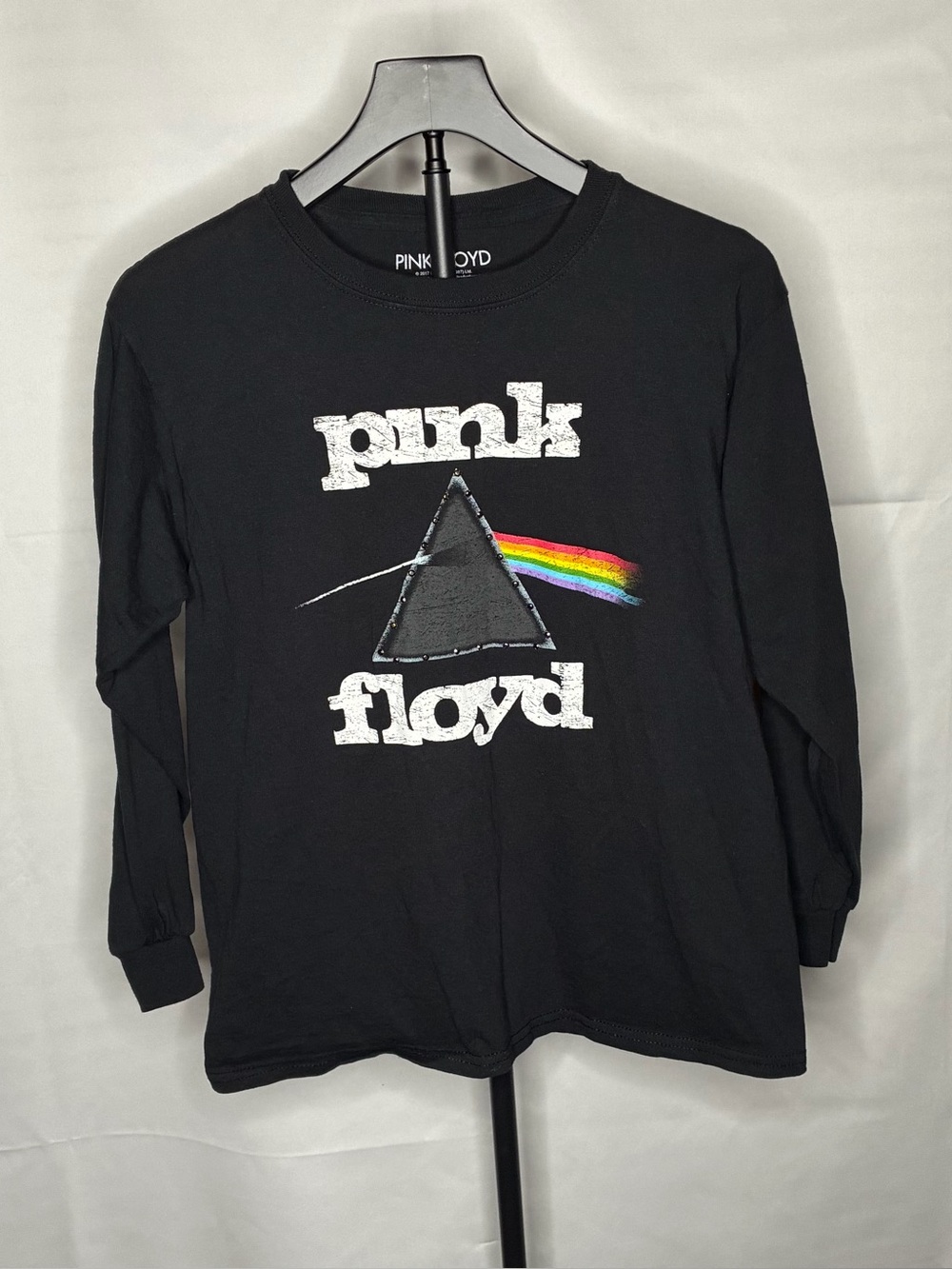 Pink Floyd Black Long Sleeve Tee with Prism Rainbow Graphic